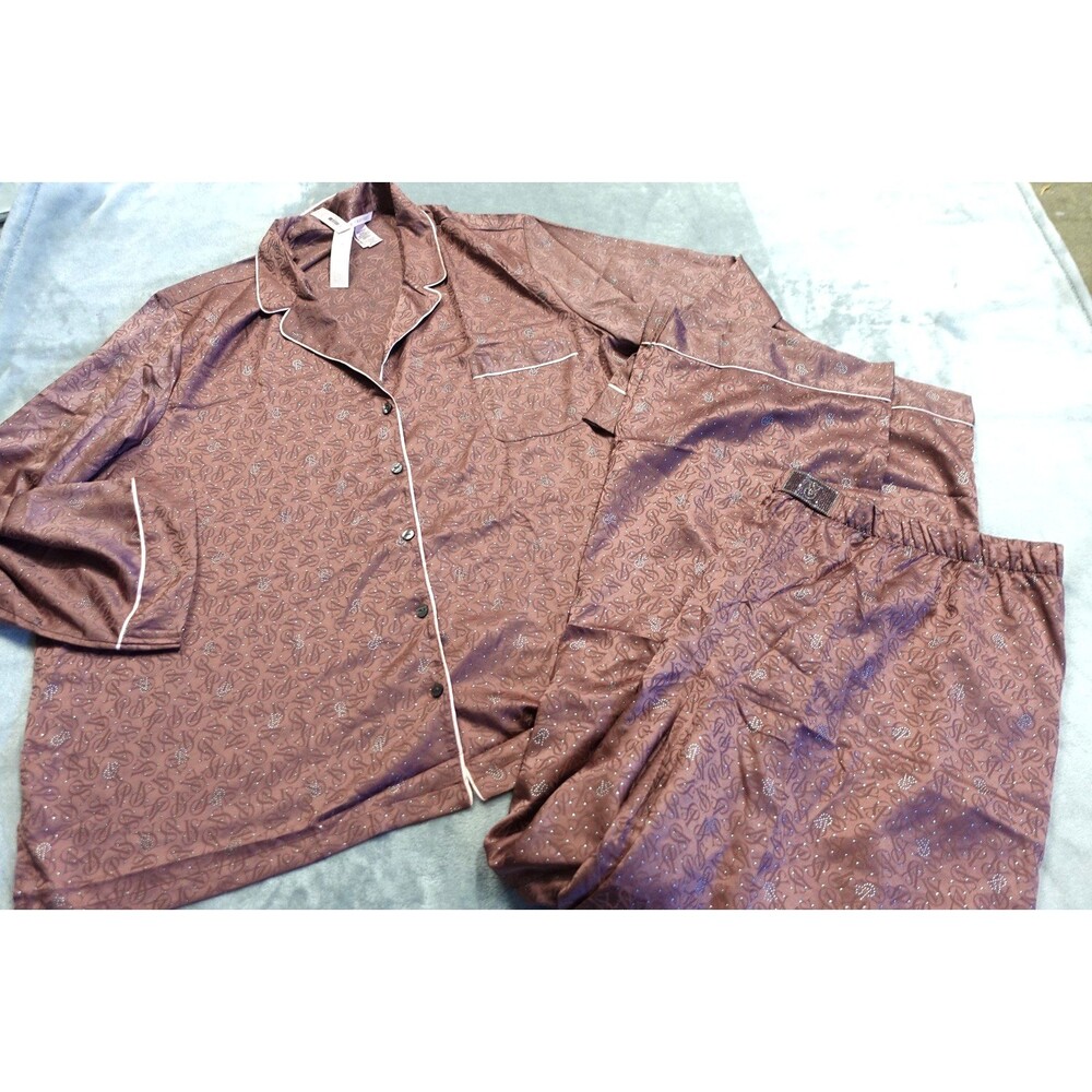 NWT Victoria’s Secret Glazed Satin‎ Long Pajama Set Vintage Rose Size XXL